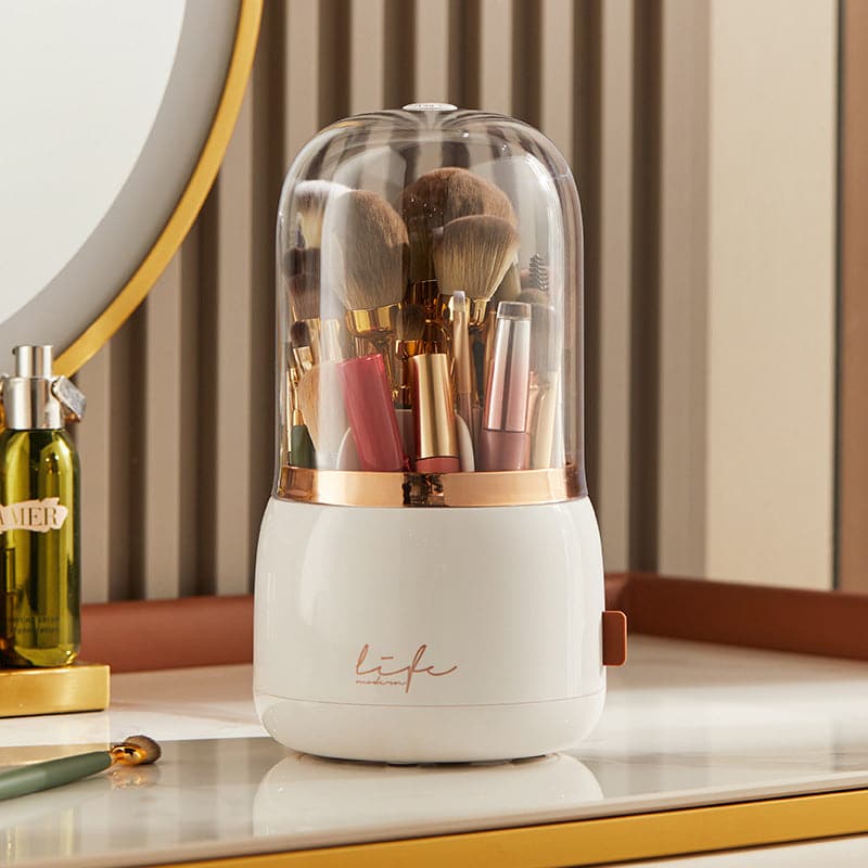 Rotating Makeup Brush Holder with Cover
