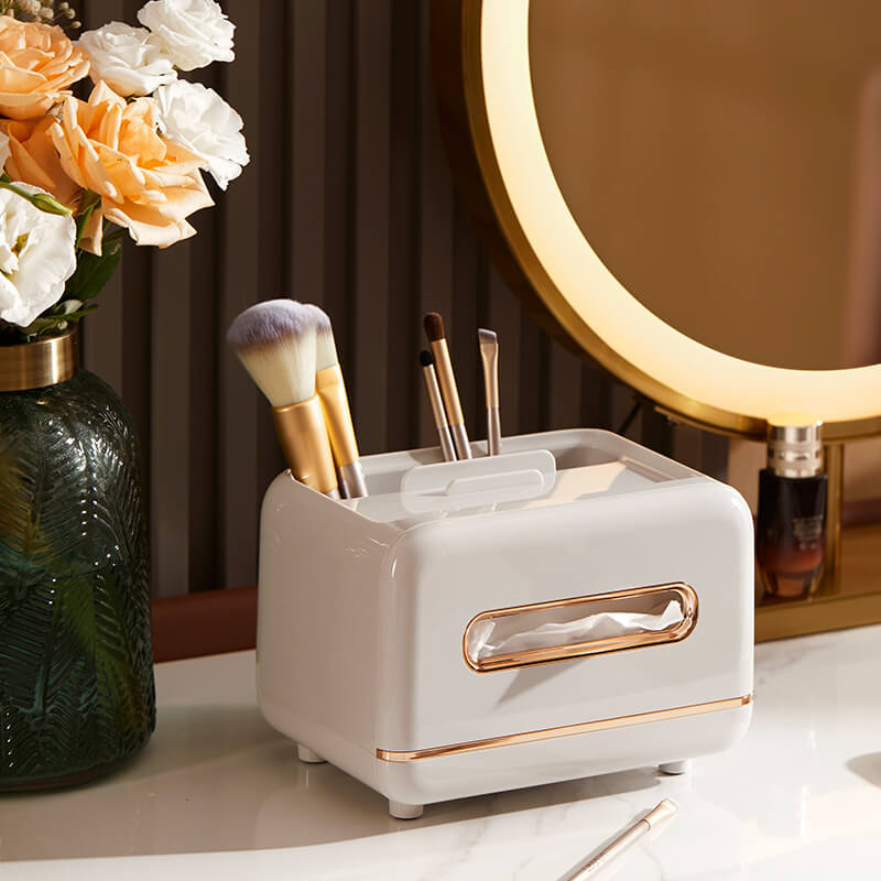 Modern Vanity Mini Bin, Tissue Box & Tissues Refills Bundle (Set of 4)