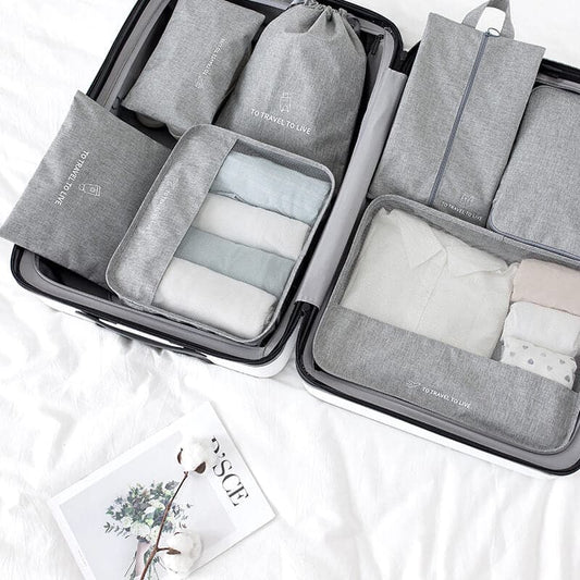 Grey Travel Luggage Organiser Pouch Set (7pcs)