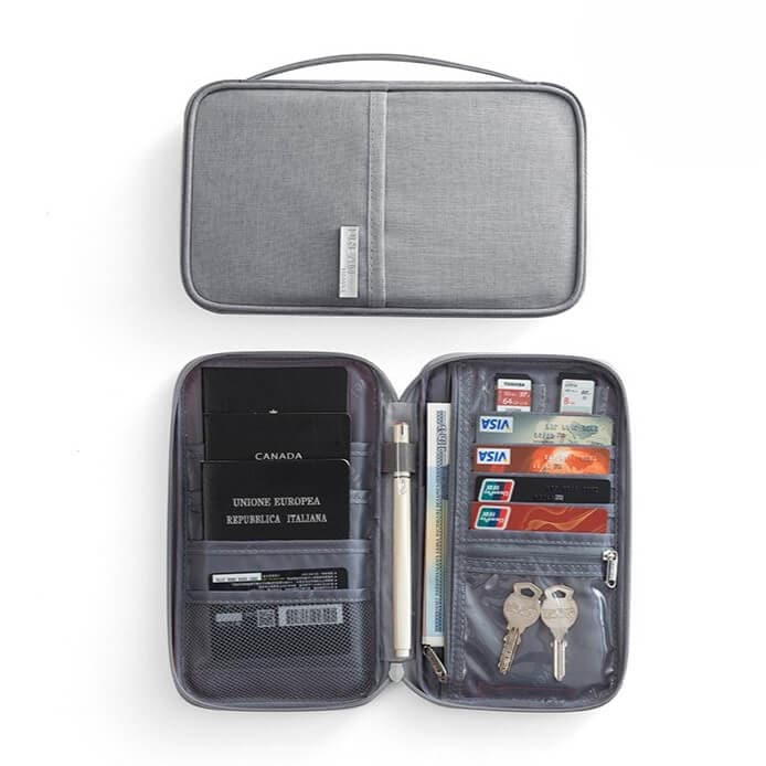 Grey Travel Passport Organiser Pouch