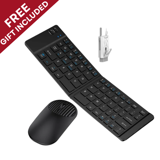 Wireless Folding Keyboard & Mouse Set - Black