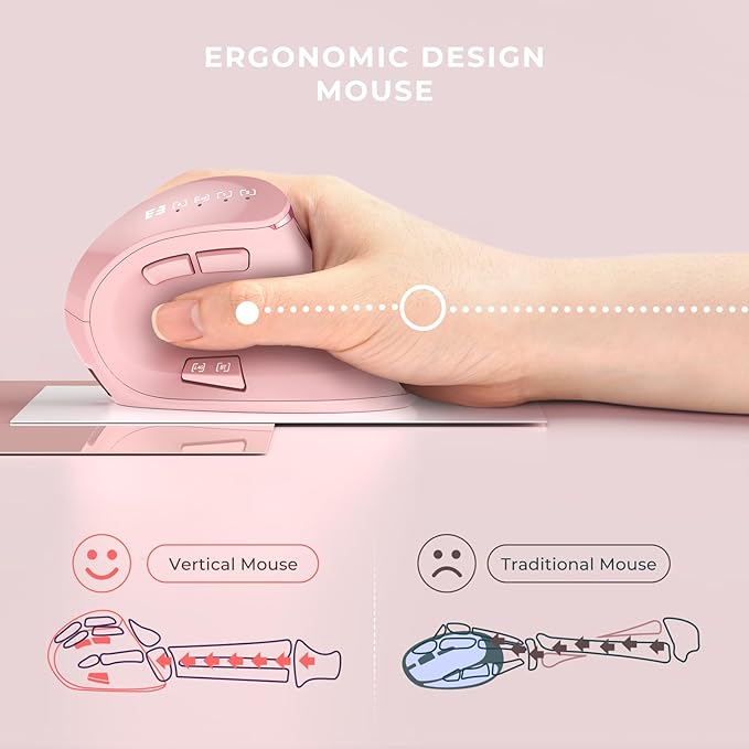 Wireless Multi-device Ergonomic Vertical Mouse