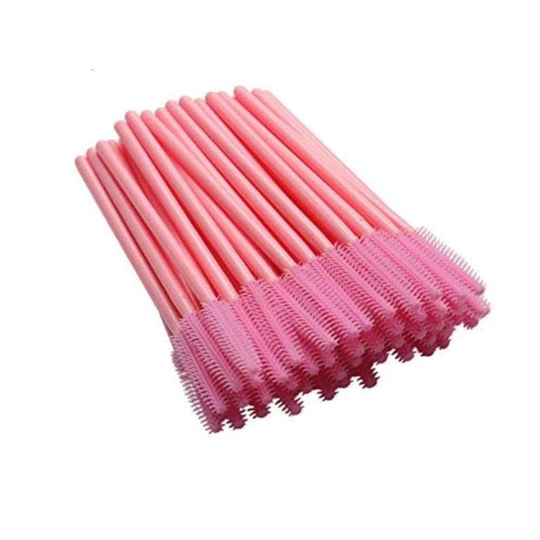 Pink Silicone Mascara Wand Spoolie Brushes (50 pcs)